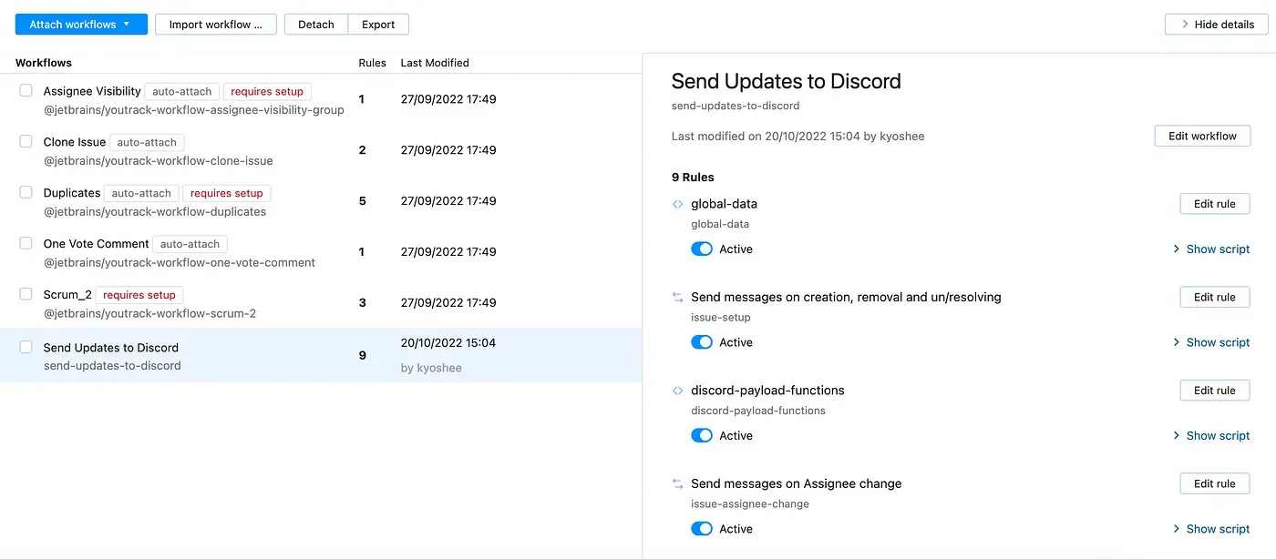 YouTrack workflow setting