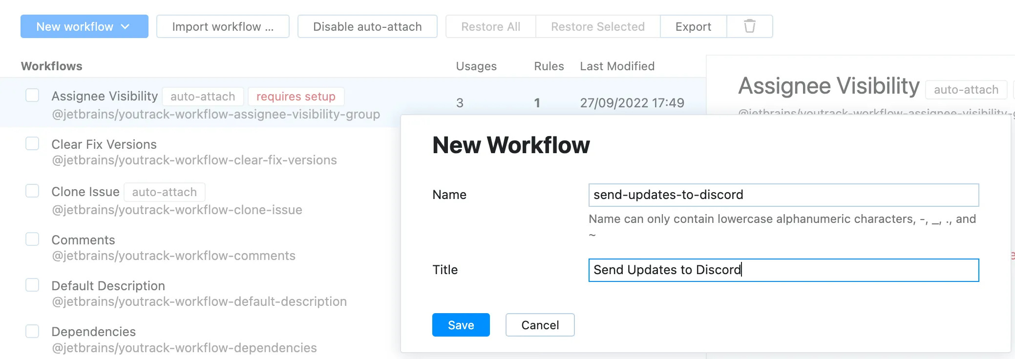 YouTrack new workflow creation